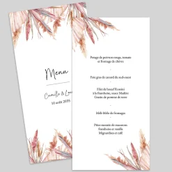 Menu De Mariage^Planet cards Amour bohème