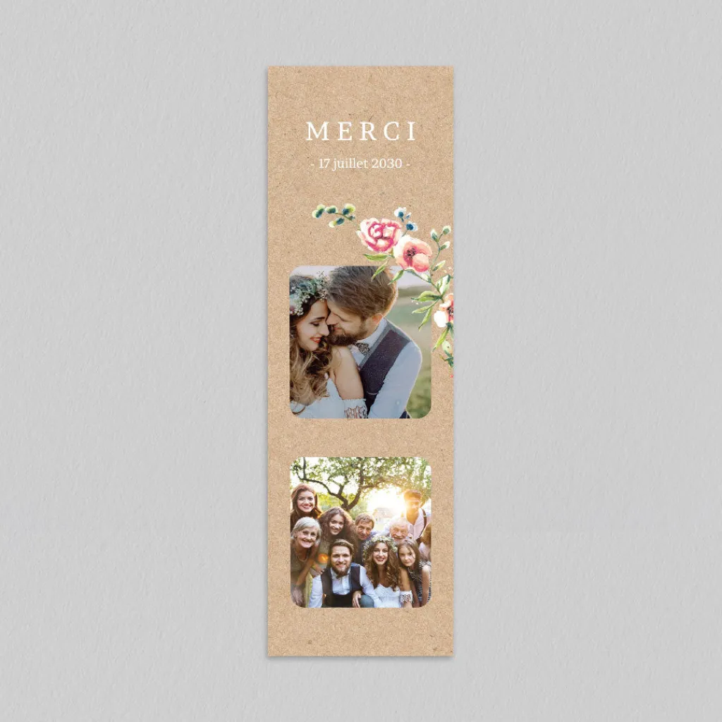 Carte Remerciement Mariage Champêtre | Carte Remerciement Mariage Marque-page^Planet cards Amour En Fleur