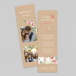 Carte Remerciement Mariage Champêtre | Carte Remerciement Mariage Marque-page^Planet cards Amour En Fleur