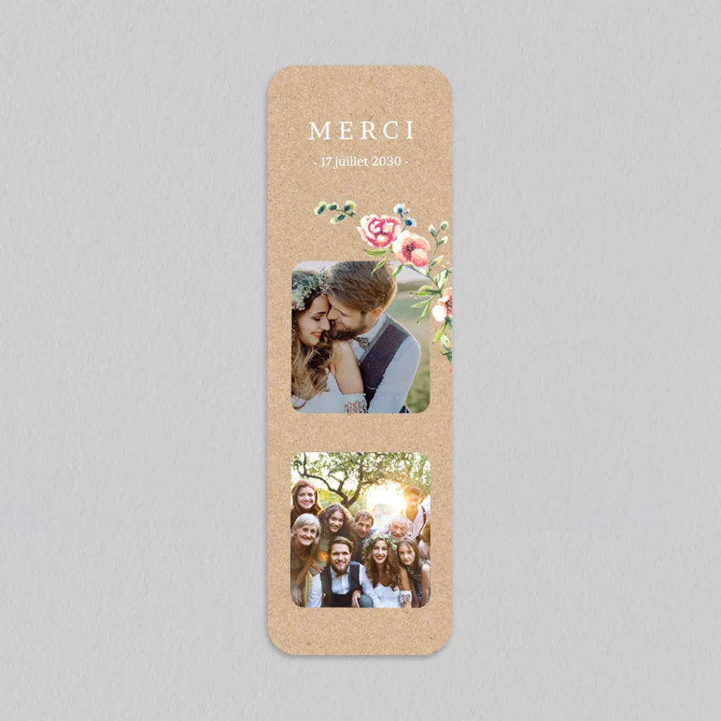 Carte Remerciement Mariage Champêtre | Carte Remerciement Mariage Marque-page^Planet cards Amour En Fleur