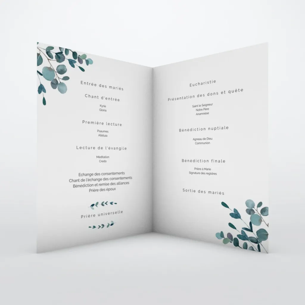 Livret De Messe Mariage^Planet cards Amour Eucalyptus