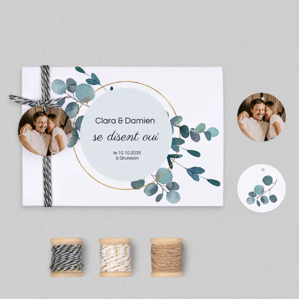 Faire-part Mariage Champêtre | Gamme Complète^Planet cards Amour Eucalyptus