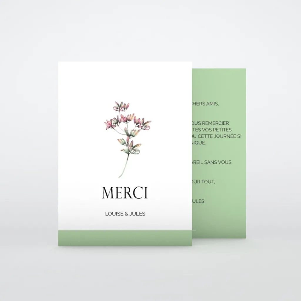Carte Remerciement Mariage Champêtre^Planet cards Amour fleuri