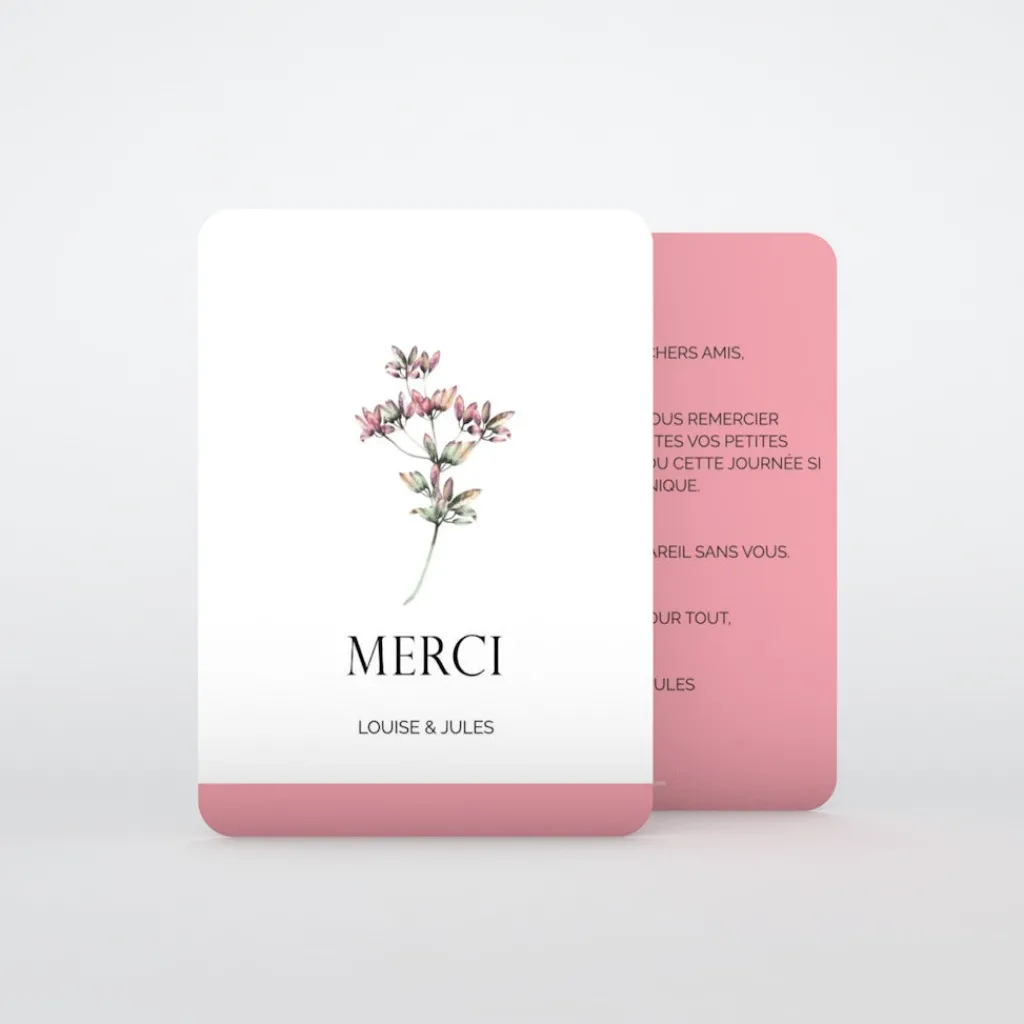Carte Remerciement Mariage Champêtre^Planet cards Amour fleuri