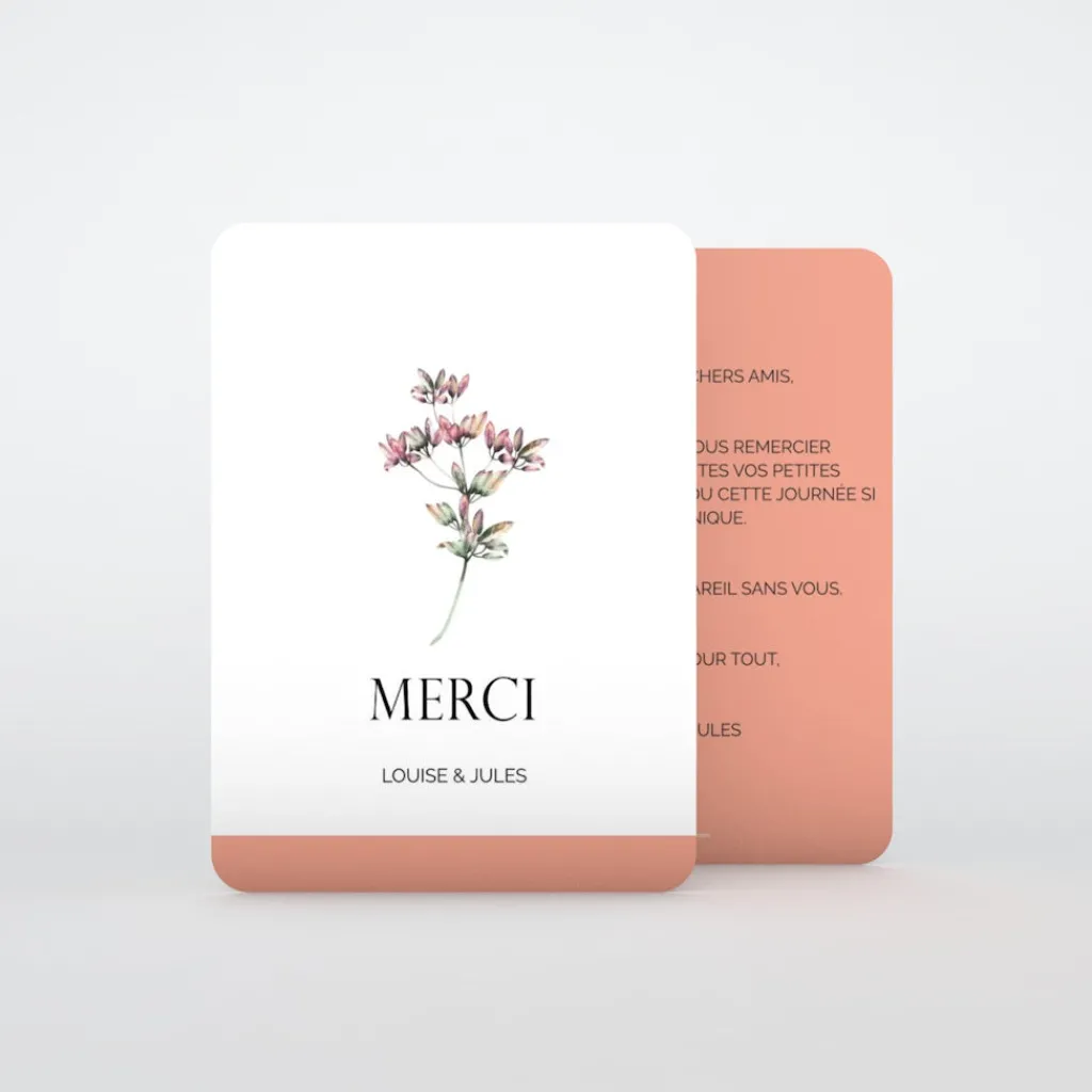 Carte Remerciement Mariage Champêtre^Planet cards Amour fleuri