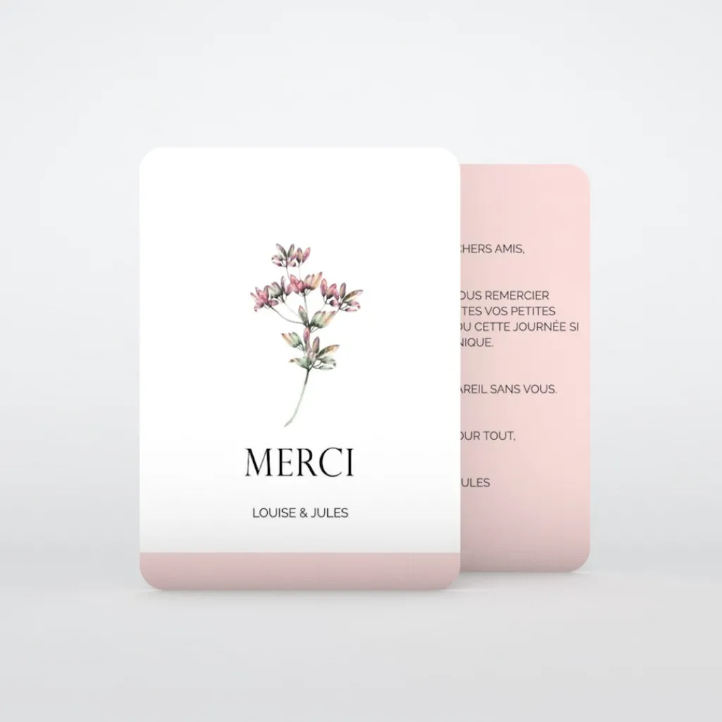 Carte Remerciement Mariage Champêtre^Planet cards Amour fleuri