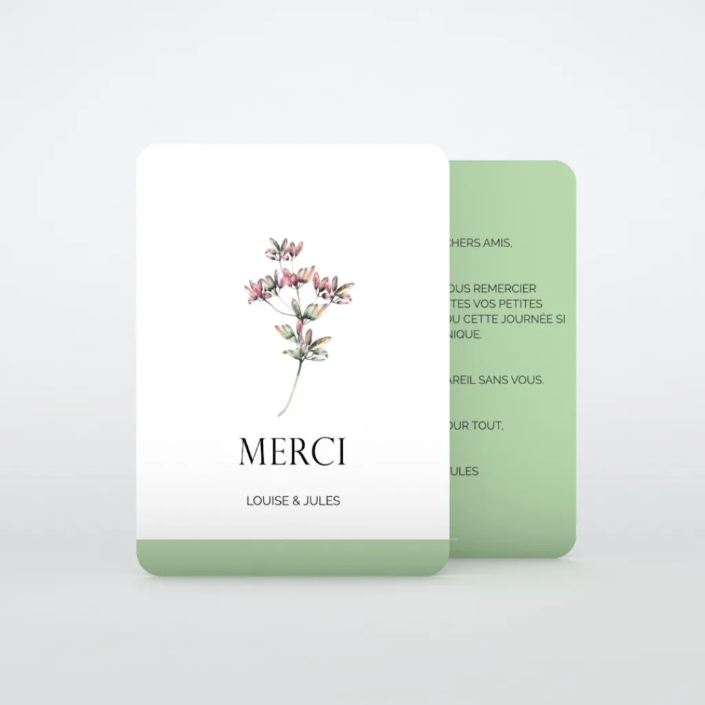 Carte Remerciement Mariage Champêtre^Planet cards Amour fleuri