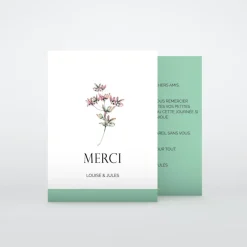 Carte Remerciement Mariage Champêtre^Planet cards Amour fleuri