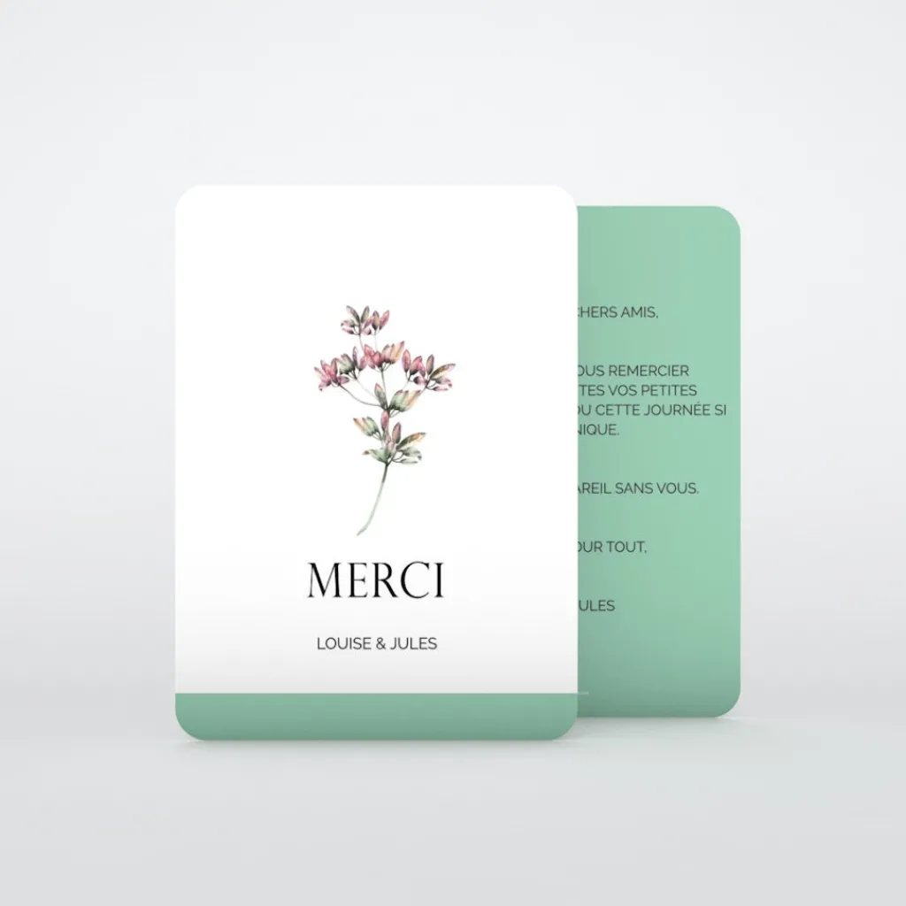 Carte Remerciement Mariage Champêtre^Planet cards Amour fleuri