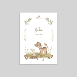 Faire-part Naissance Animaux | Faire-part Naissance Fille^Planet cards Animaux de la forêt