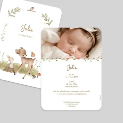 Faire-part Naissance Animaux | Faire-part Naissance Fille^Planet cards Animaux de la forêt