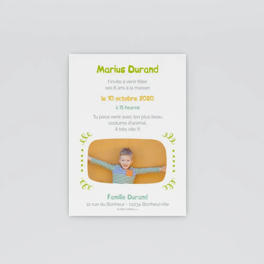 Carte Invitation Anniversaire Enfant Animaux^Planet cards Animaux en fête