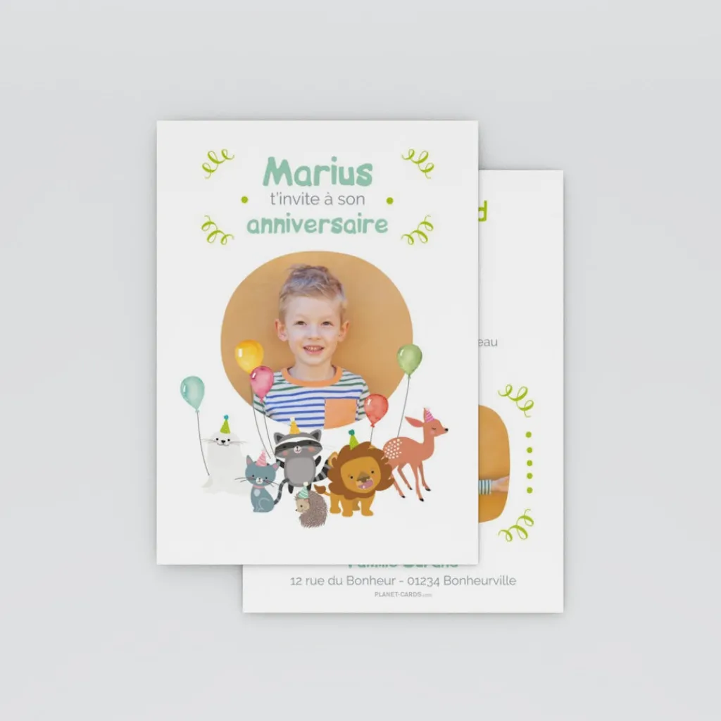 Carte Invitation Anniversaire Enfant Animaux^Planet cards Animaux en fête