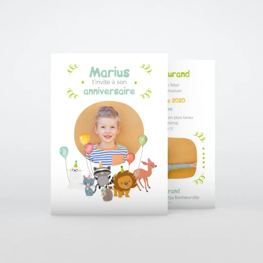 Carte Invitation Anniversaire Enfant Animaux^Planet cards Animaux en fête