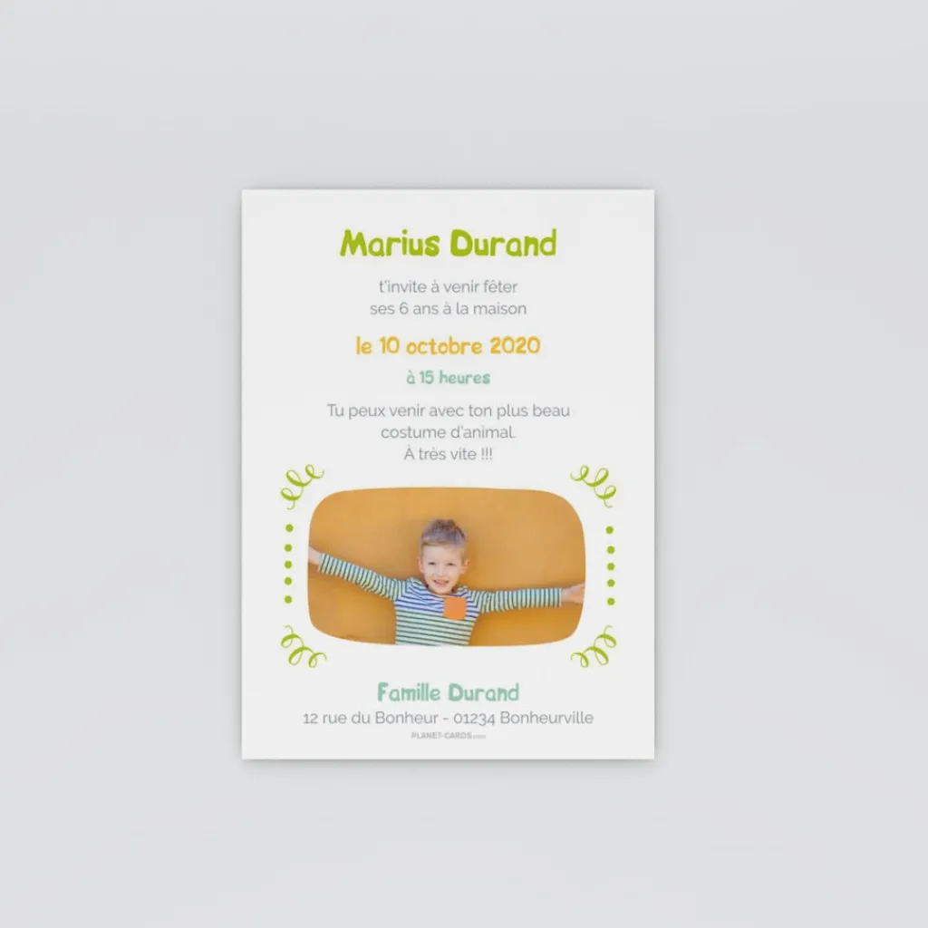 Carte Invitation Anniversaire Enfant Animaux^Planet cards Animaux en fête