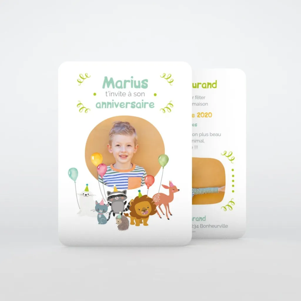 Carte Invitation Anniversaire Enfant Animaux^Planet cards Animaux en fête