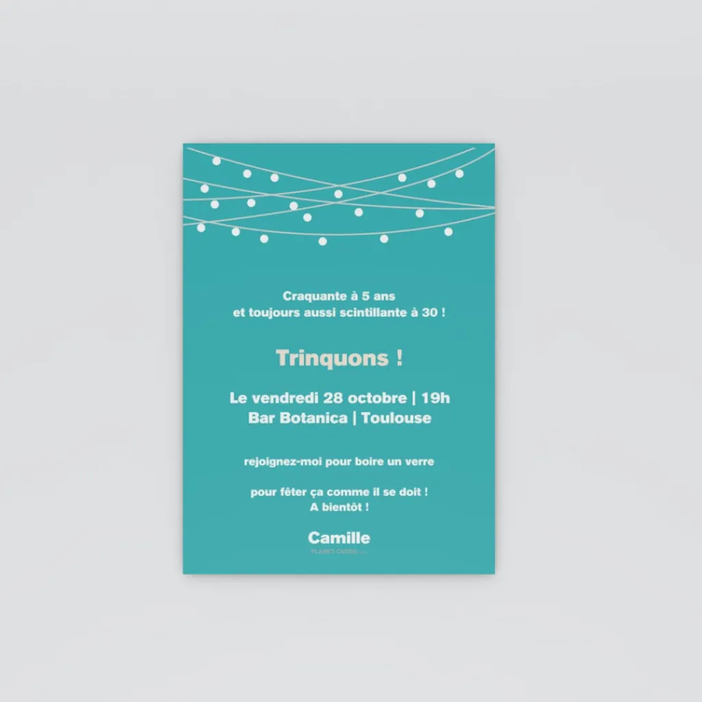 Carte Invitation Anniversaire Adulte Vintage^Planet cards Anniversaire Scintillant
