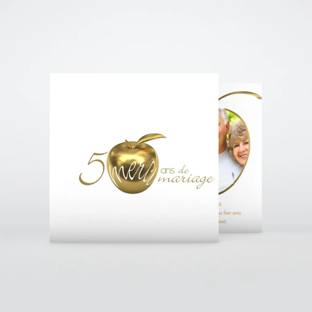 Carte Invitation Noces D'or | Carte Invitation Noces D'or^Planet cards 50 ans Pomme d'or