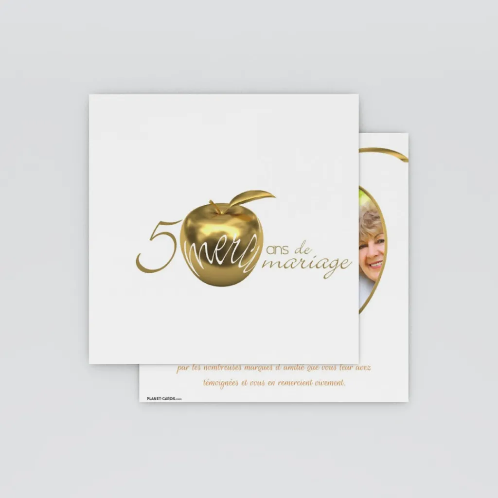 Carte Invitation Noces D'or | Carte Invitation Noces D'or^Planet cards 50 ans Pomme d'or