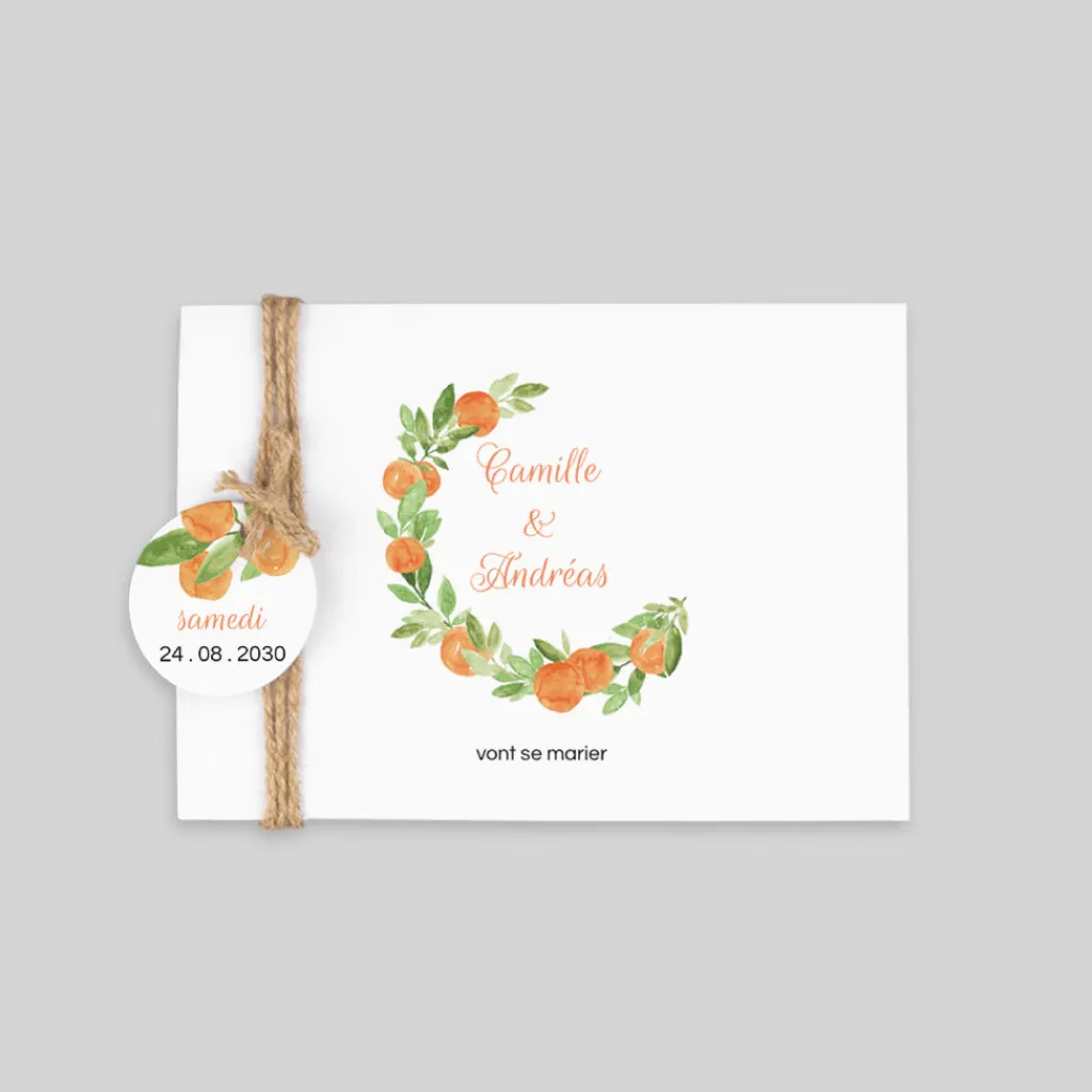 Faire-part Mariage Bohème | Faire-part Mariage Champêtre^Planet cards Aquarelle et Oranges