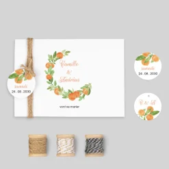 Faire-part Mariage Bohème | Faire-part Mariage Champêtre^Planet cards Aquarelle et Oranges