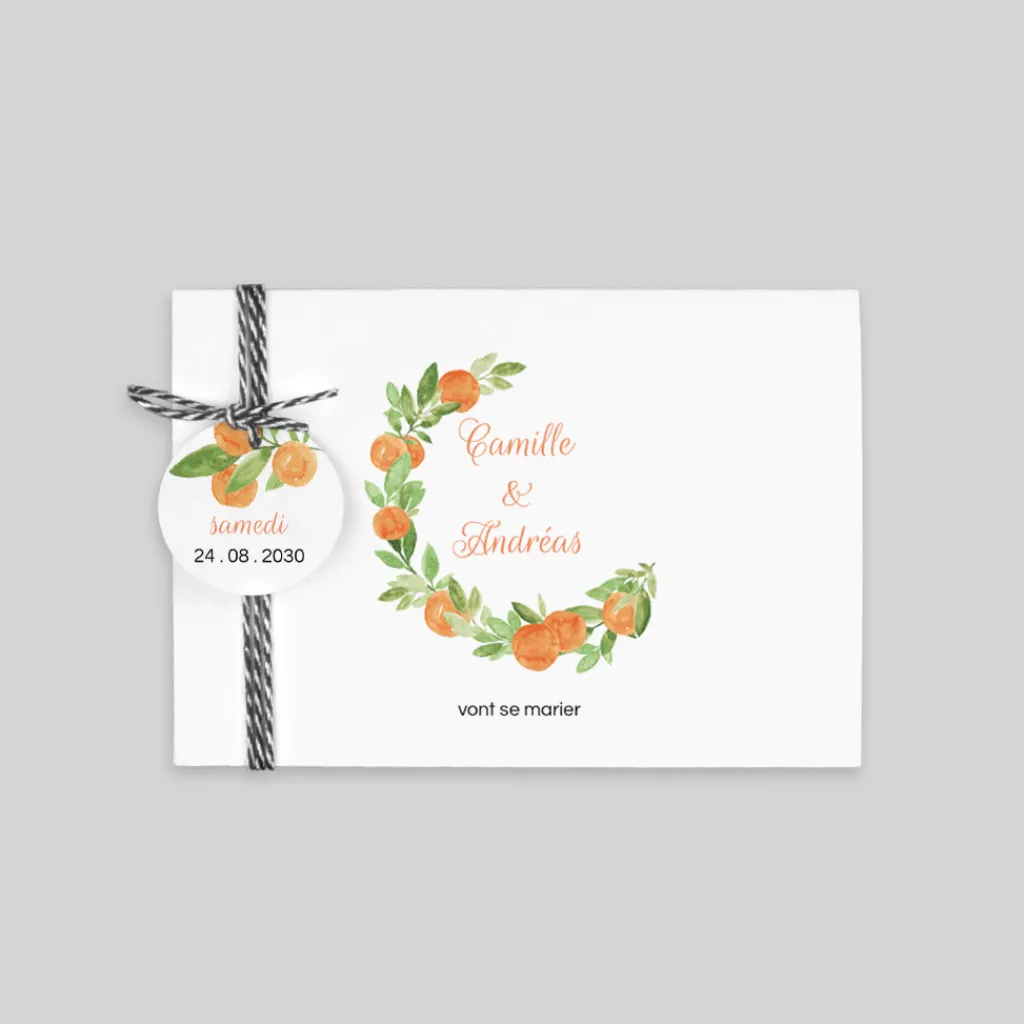 Faire-part Mariage Bohème | Faire-part Mariage Champêtre^Planet cards Aquarelle et Oranges