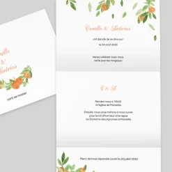 Faire-part Mariage Bohème | Faire-part Mariage Champêtre^Planet cards Aquarelle et Oranges