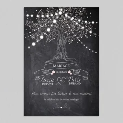 Faire-part Mariage Original | Gamme Complète^Planet cards Arbre et guirlande lumineuse