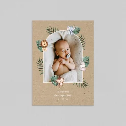 Faire-part Baptême Civil^Planet cards Arche et Animaux de la Jungle