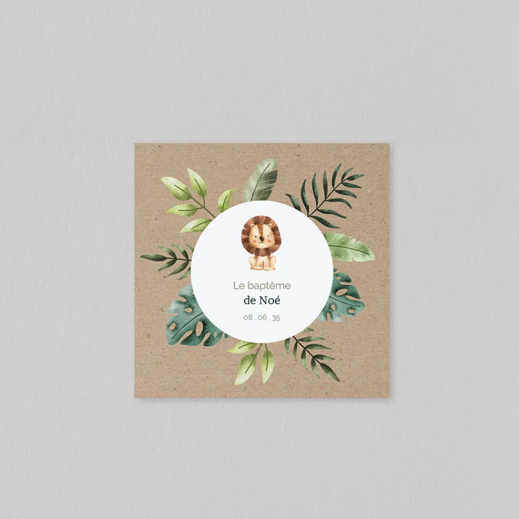 Faire-part Baptême Civil^Planet cards Arche et Animaux de la Jungle