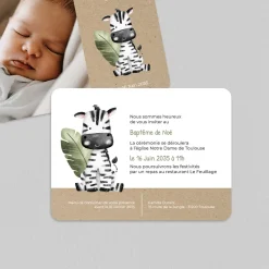 Faire-part Baptême Civil^Planet cards Arche et Animaux de la Jungle