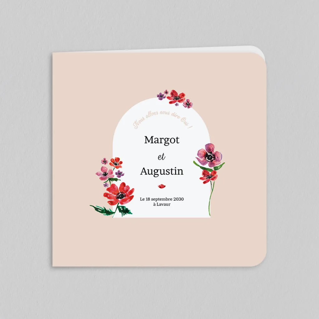 Faire-part Mariage Champêtre^Planet cards Arche et Anémones Aquarelles