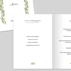 Menu De Mariage^Planet cards Arche et Feuillage