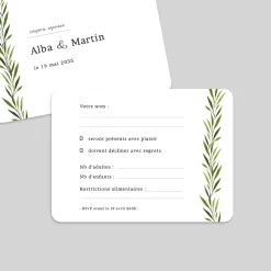 Coupon-réponse Mariage^Planet cards Arche et Feuillage