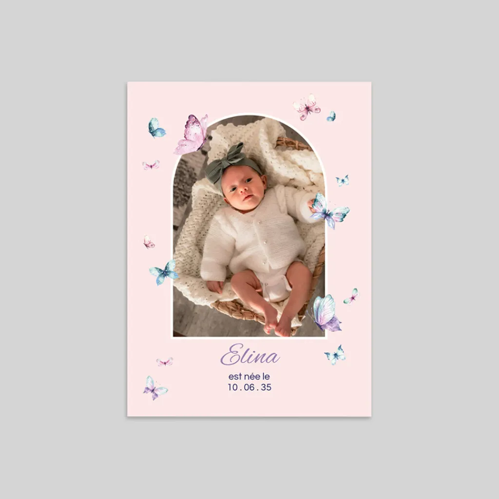Faire-part Naissance Animaux | Faire-part Naissance Fille^Planet cards Arche et Papillons Délicats