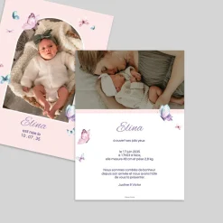 Faire-part Naissance Animaux | Faire-part Naissance Fille^Planet cards Arche et Papillons Délicats