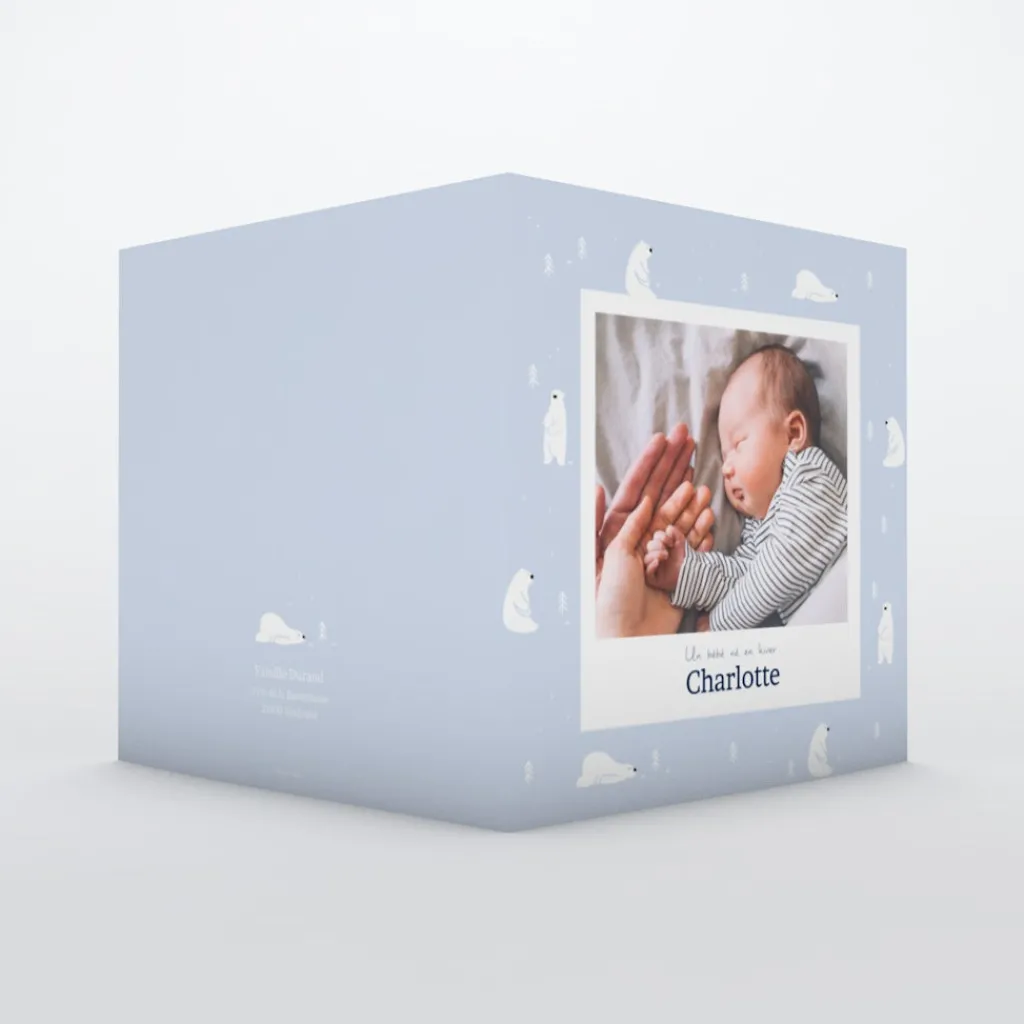 Faire-part Naissance Animaux | Faire-part Naissance Fille^Planet cards Arctique Ours et photo vintage