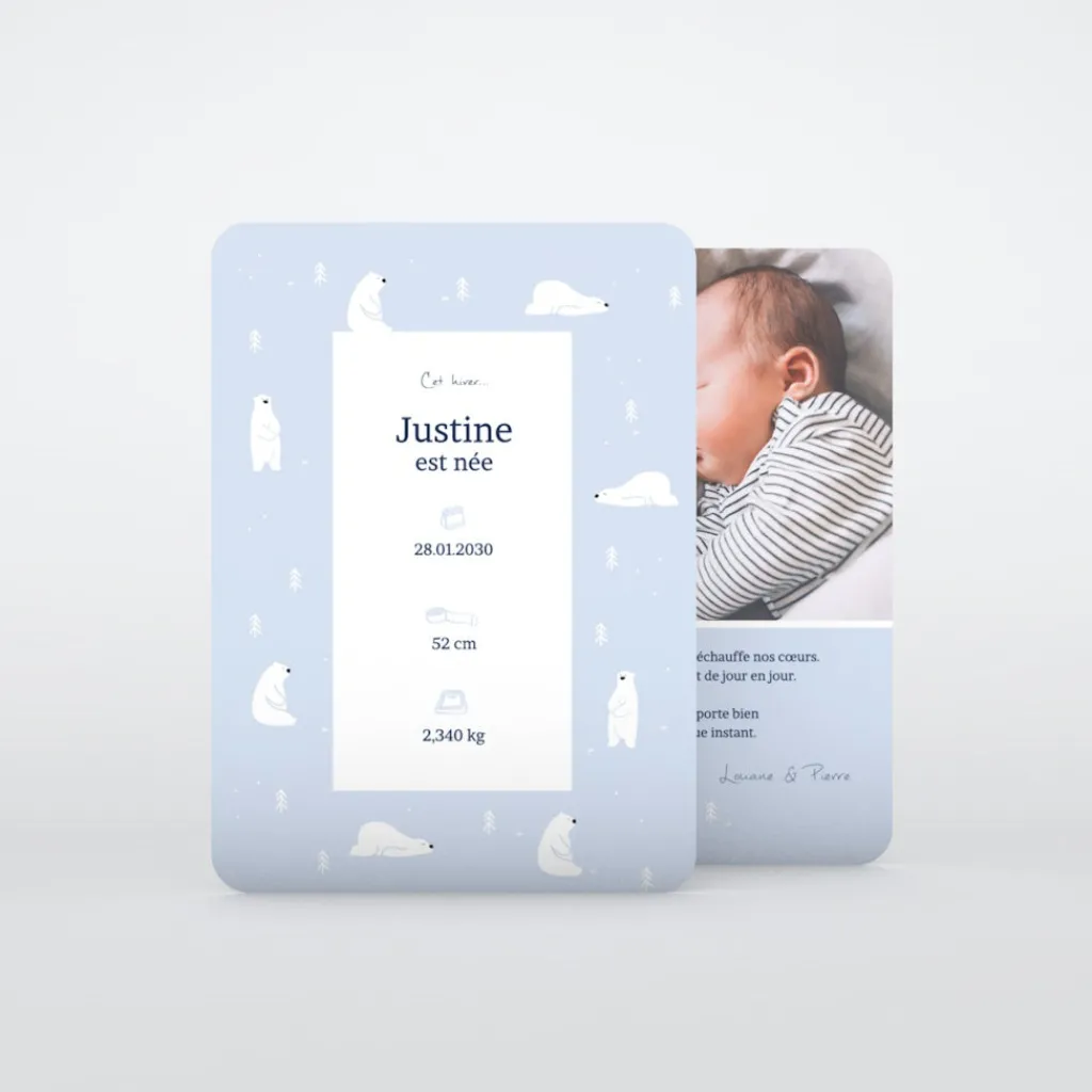 Faire-part Naissance Animaux | Faire-part Naissance Fille^Planet cards Arctique Ours et photo vintage