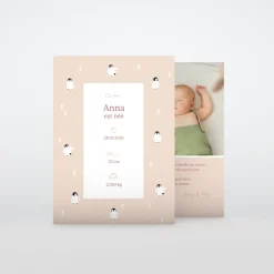Faire-part Naissance Animaux^Planet cards Arctique Pingouin et photo vintage