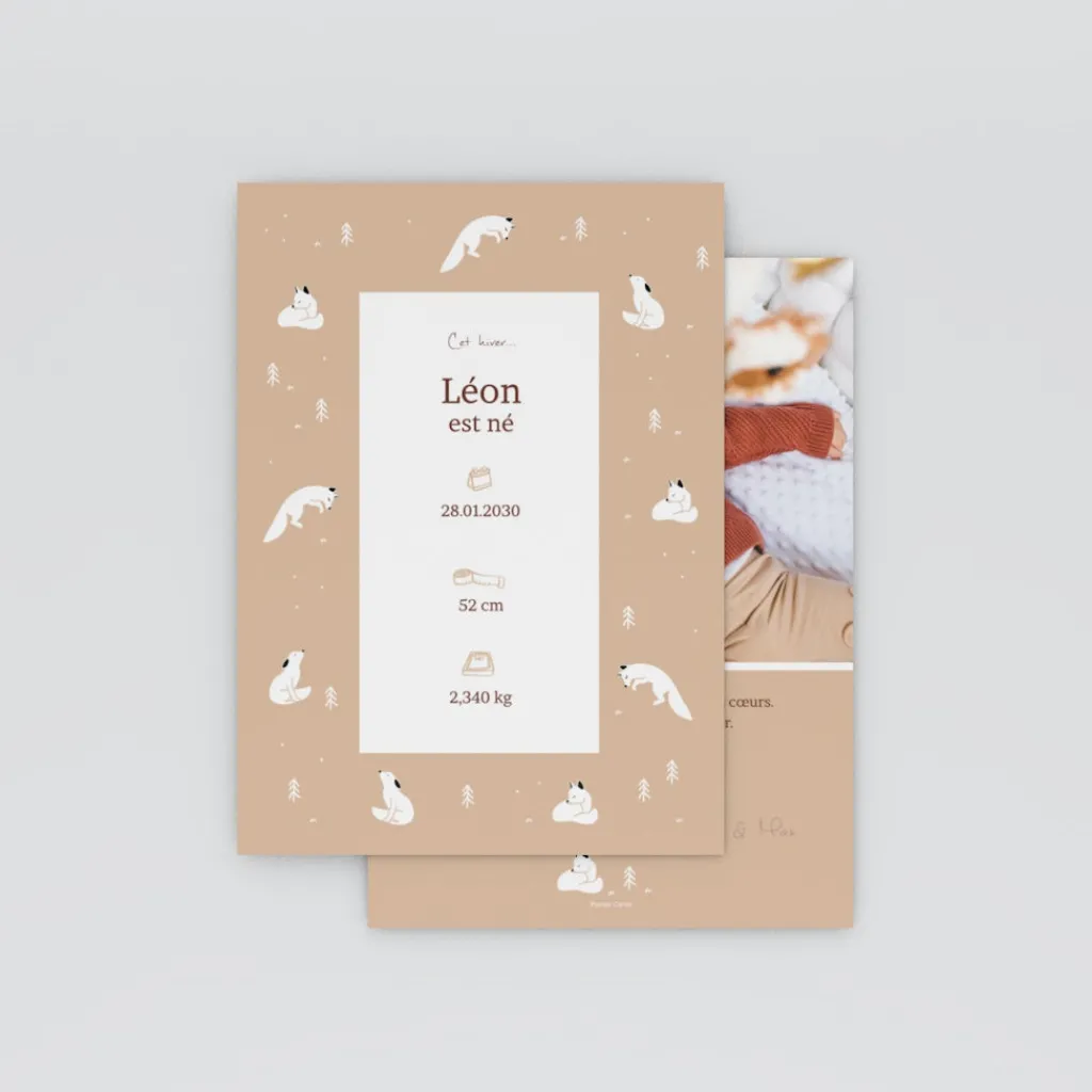 Faire-part Naissance Animaux | Faire-part Naissance Garçon^Planet cards Arctique Renard