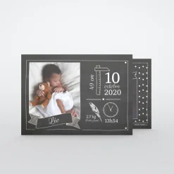 Faire-part Naissance Original | Faire-part Naissance Garçon^Planet cards Ardoise et pois