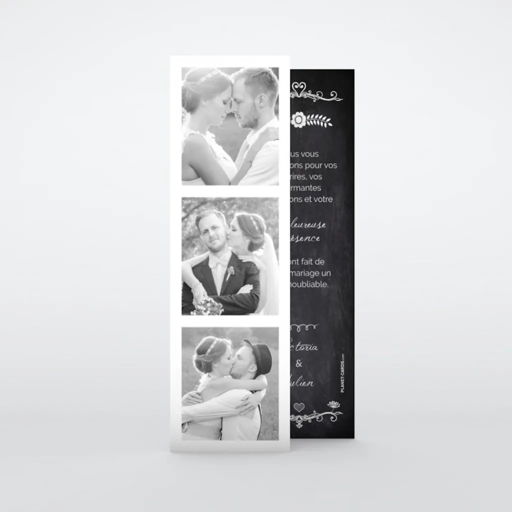 Carte Remerciement Mariage Marque-page^Planet cards Ardoise vintage marque-page