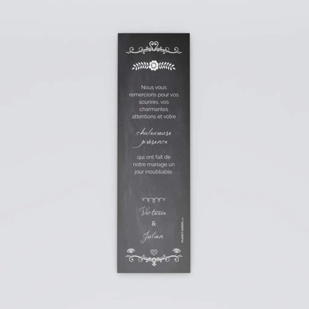 Carte Remerciement Mariage Marque-page^Planet cards Ardoise vintage marque-page