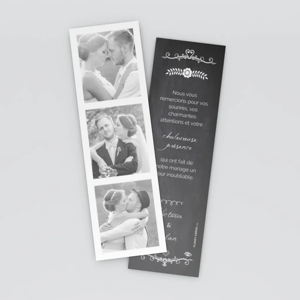 Carte Remerciement Mariage Marque-page^Planet cards Ardoise vintage marque-page