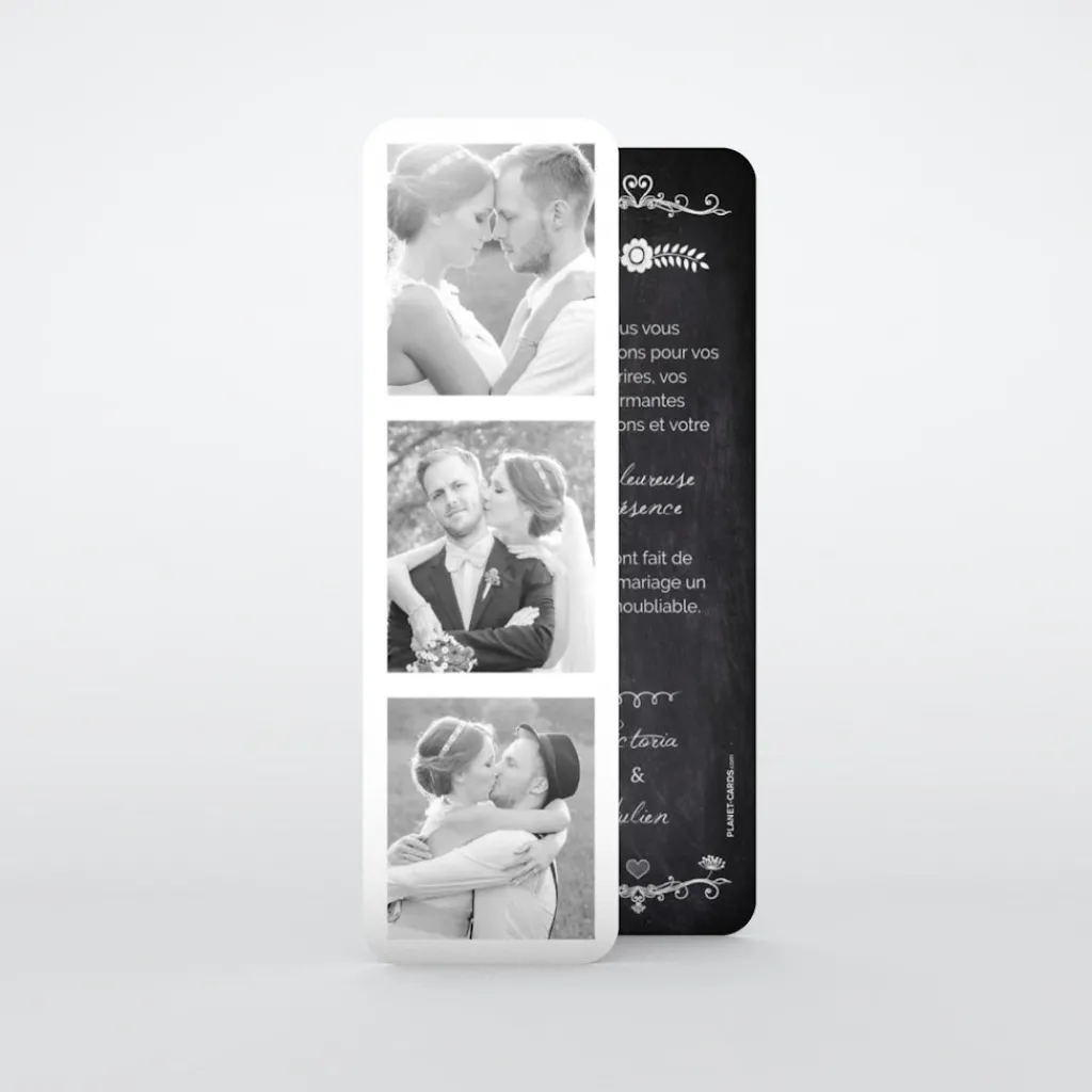 Carte Remerciement Mariage Marque-page^Planet cards Ardoise vintage marque-page