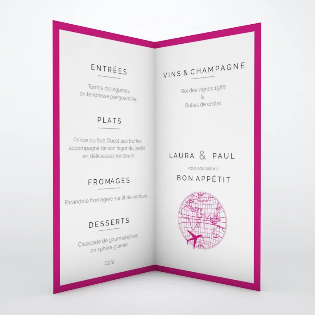 Menu De Mariage^Planet cards Autour du monde