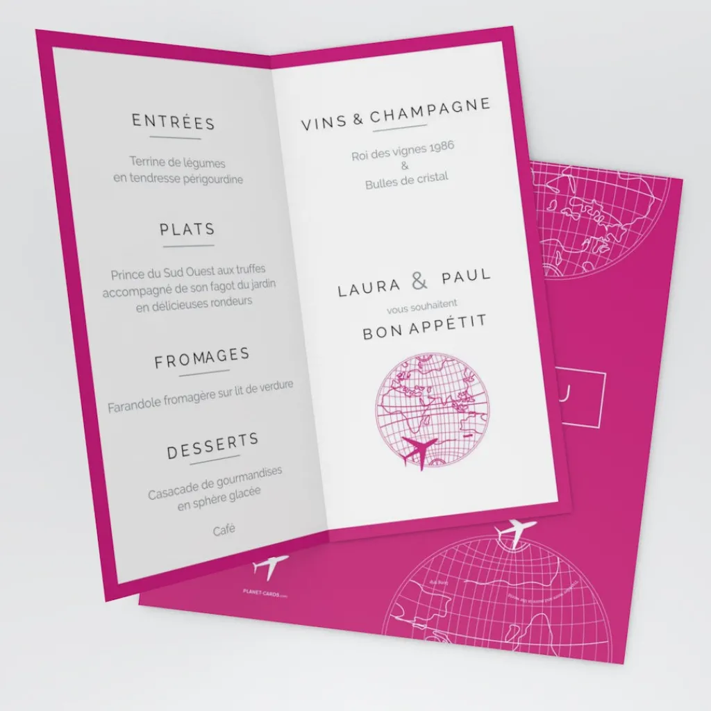 Menu De Mariage^Planet cards Autour du monde