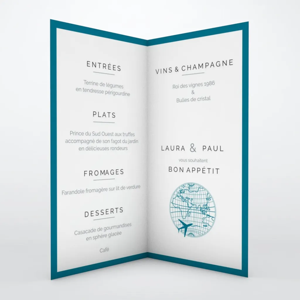 Menu De Mariage^Planet cards Autour du monde