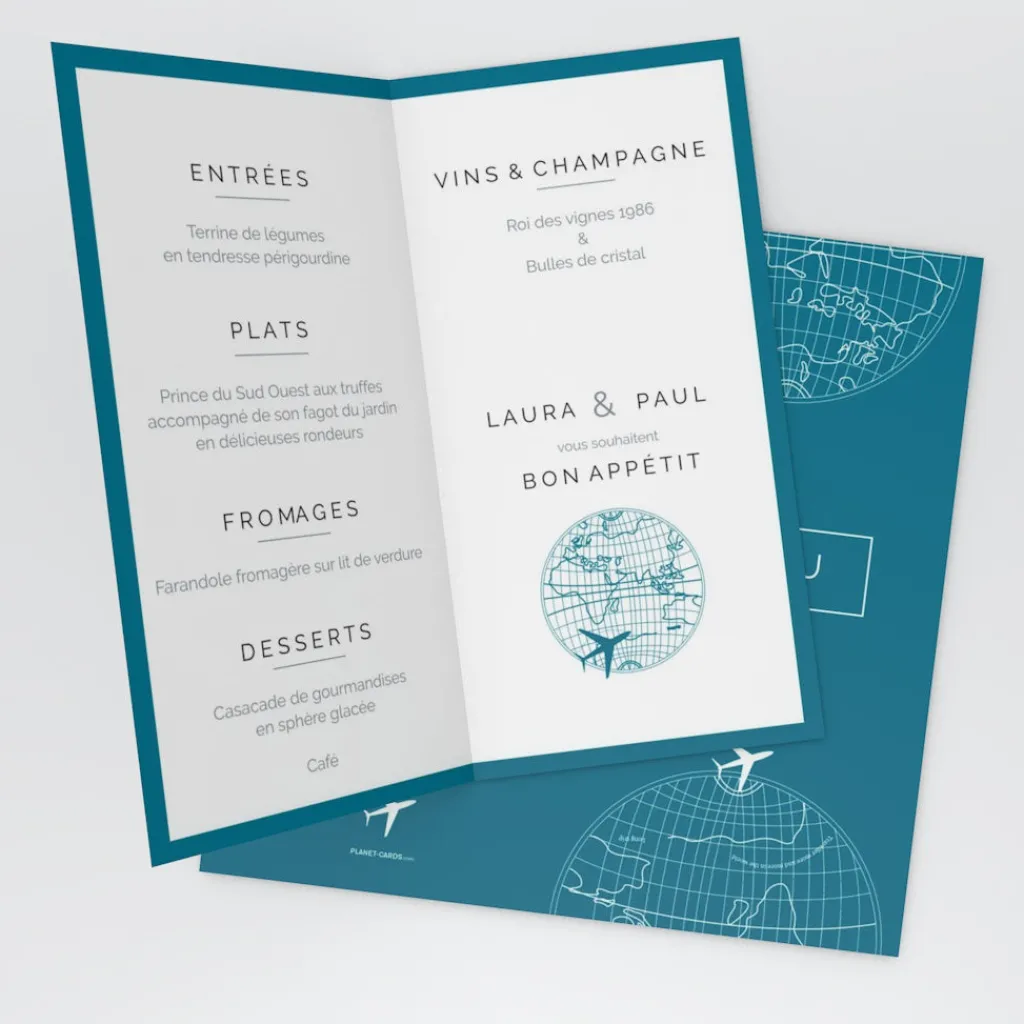 Menu De Mariage^Planet cards Autour du monde
