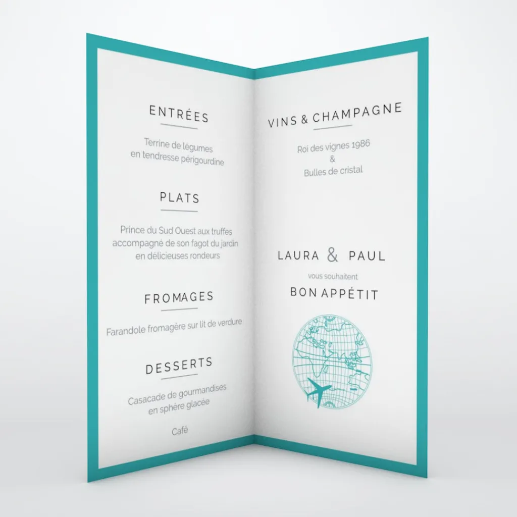 Menu De Mariage^Planet cards Autour du monde